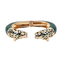 Black Austrian Crystal, Green Enameled Bangle Bracelet (6.50 In)