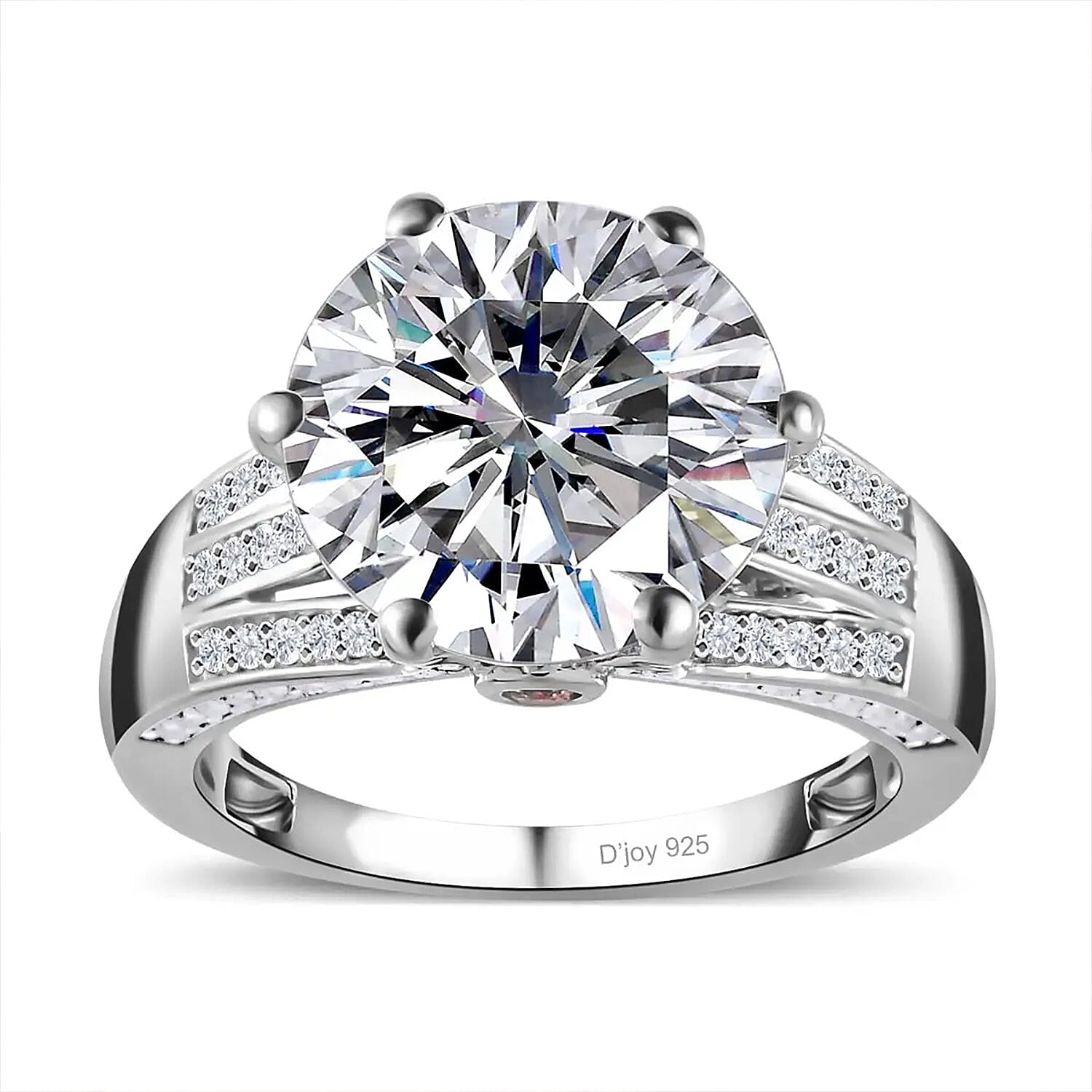 Moissanite and Ouro Fino Rubellite Ring in Platinum Over Sterling Silver (Size 7.0) 6.60 ctw