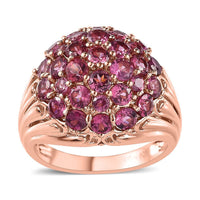 Tanzanian Wine Garnet Cluster Ring in Vermeil RG Over Sterling Silver (Size 10.0) (Del. in 10-12 Days) 3.50 ctw