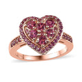 Tanzanian Wine Garnet, Lotus Garnet Heart Ring in Vermeil RG Over Sterling Silver (Size 10.0) (Del. in 8-10 Days) 1.25 ctw - Sticky add to cart bar