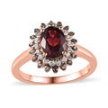 Tanzanian Wine Garnet, Natural Champagne and White Diamond (0.20 cts) Floral Ring in Vermeil RG Over Sterling Silver (Size 10.0) (Del. in 10-12 Days) 1.75 ctw - Sticky add to cart bar
