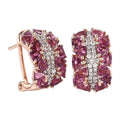 Tanzanian Wine Garnet and Moissanite Omega Clip Earrings in Vermeil Rose Gold Over Sterling Silver 4.35 ctw - Sticky add to cart bar