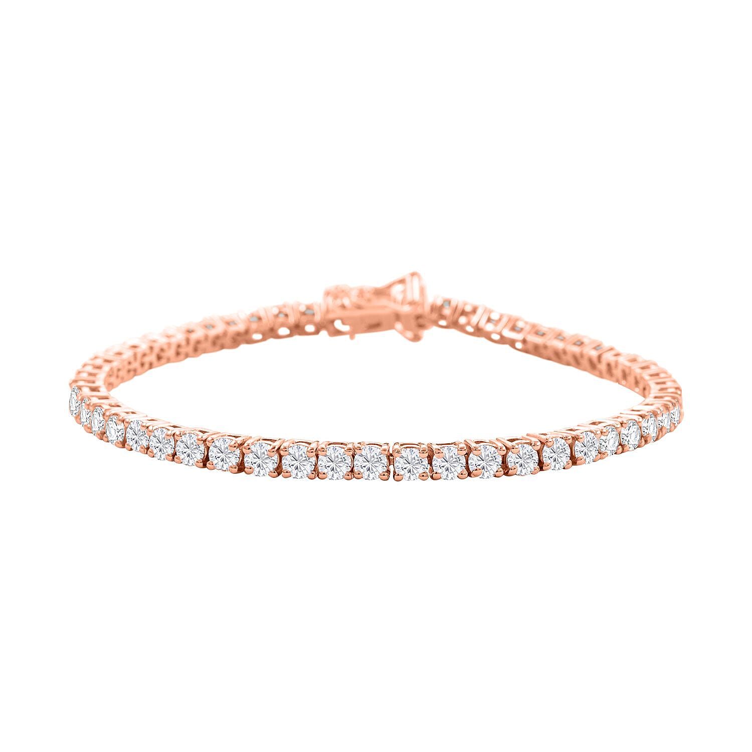Moissanite Tennis Bracelet in Vermeil Rose Gold Over Sterling Silver (7.00 In) 6.10 ctw