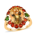 Yellow Labradorite and Multi Gemstone Halo Ring in Vermeil Yellow Gold Over Sterling Silver 6.35 ctw - Sticky add to cart bar