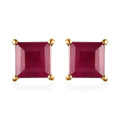 Niassa Ruby (FF) and White Zircon Stud Earrings in Vermeil Yellow Gold Over Sterling Silver 5.60 ctw - Sticky add to cart bar