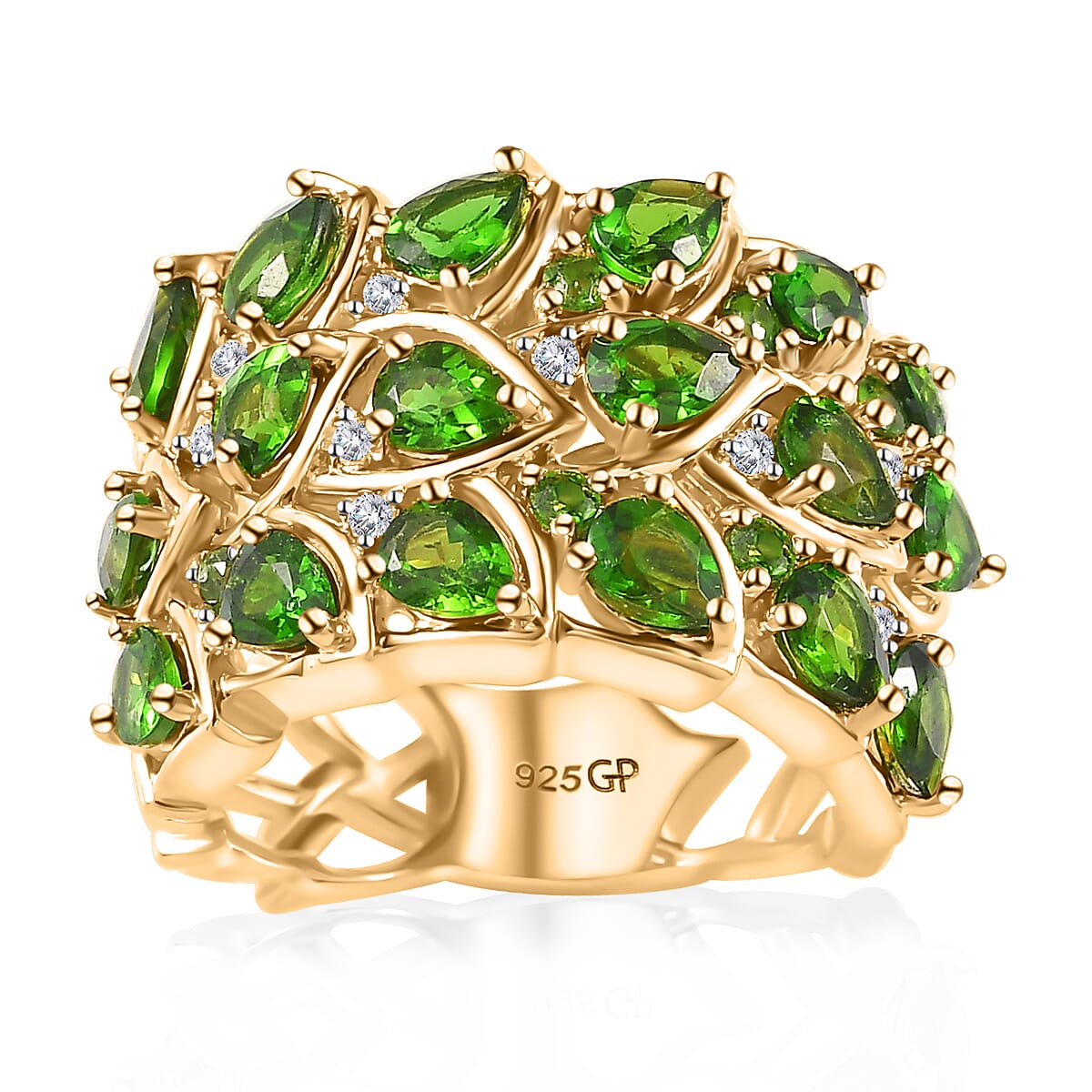 GP Chrome Diopside and Multi Gemstone Ring in Vermeil Yellow Gold Over Sterling Silver (Size 10.0) 3.60 ctw