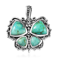 Artisan Crafted Sonoran Gold Turquoise Butterfly Pendant in Black Oxidized Sterling Silver 4.90 ctw