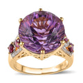 Starbrite Cut African Amethyst, Multi Gemstone Ring in Vermeil YG Over Sterling Silver (Size 10.0) 10.80 ctw - Sticky add to cart bar