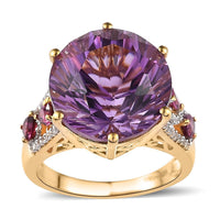 Starbrite Cut African Amethyst, Multi Gemstone Ring in Vermeil YG Over Sterling Silver (Size 10.0) 10.80 ctw