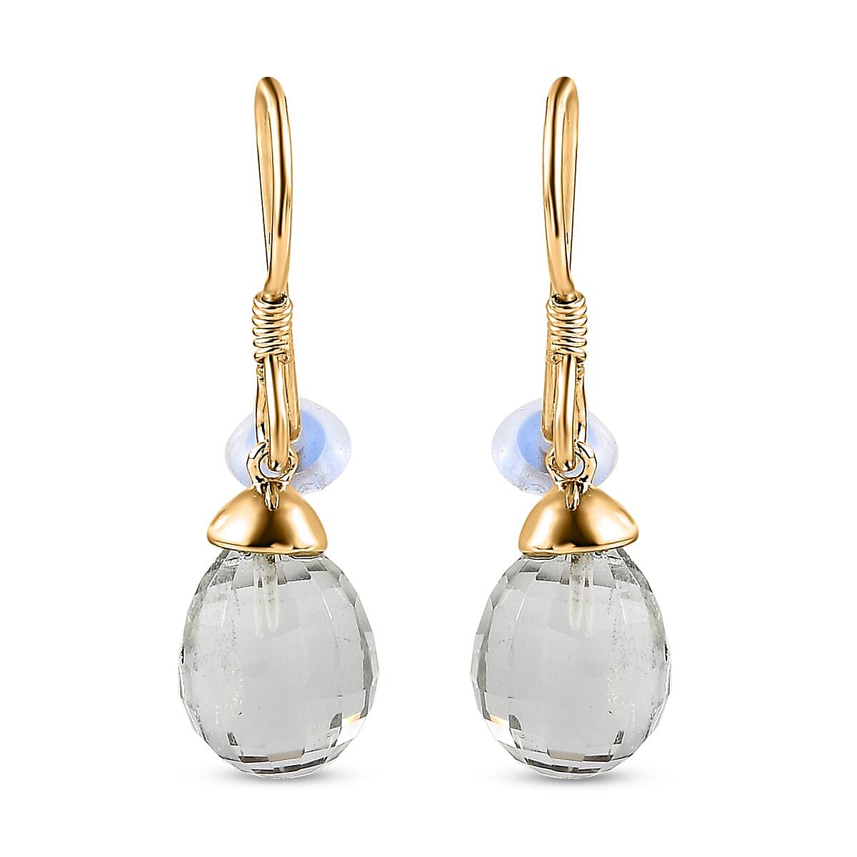 D'Joy Briolitte Cut Montezuma Prasiolite Lever Back Earrings in Vermeil Yellow Gold Over Sterling Silver 14.85 ctw
