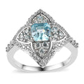 Cambodian Blue Zircon and White Zircon Ring in Platinum Over Sterling Silver (Size 10.0) 2.80 ctw - Sticky add to cart bar