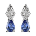 AAA Tanzanite and White Zircon Dangling Earrings in Platinum Over Sterling Silver 1.00 ctw - Sticky add to cart bar