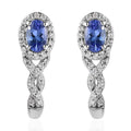 AAA Tanzanite and White Zircon J-Hoop Earrings in Platinum Over Sterling Silver 1.50 ctw - Sticky add to cart bar