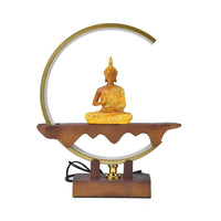 USB Golden Meditating Buddha Crescent Light Table Lamp (12.59"x3.15"x14.56")