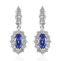 AAA Tanzanite and White Zircon Earrings in Platinum Over Sterling Silver 1.10 ctw - Sticky add to cart bar