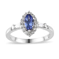 AAA Tanzanite, White Zircon Halo Ring in Platinum Over Sterling Silver (Size 7.0) 1.00 ctw - Sticky add to cart bar
