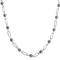 Terahertz 53.00 ctw Beaded Paper Clip Chain Station Necklace 20-21 Inches in Stainless Steel - Sticky add to cart bar