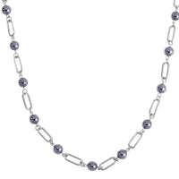 Terahertz 53.00 ctw Beaded Paper Clip Chain Station Necklace 20-21 Inches in Stainless Steel