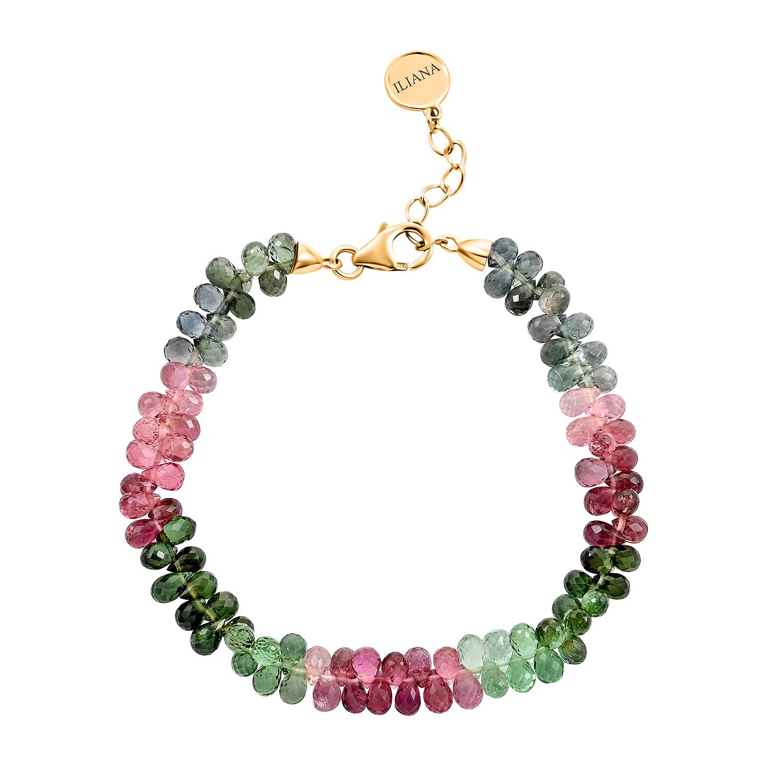Iliana 18K Yellow Gold AAA Multi-Tourmaline Beaded Graduated Bracelet (7-8In) 40.00 ctw