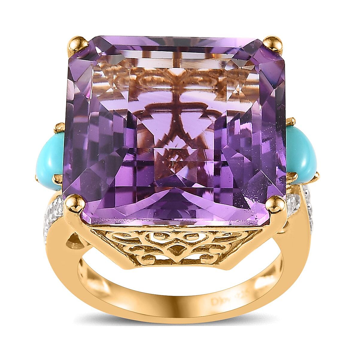 Premium Moroccan Amethyst, Multi Gemstone Ring in Vermeil YG Over Sterling Silver (Size 7.0) 26.90 ctw