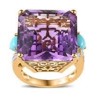 Premium Moroccan Amethyst, Multi Gemstone Ring in Vermeil YG Over Sterling Silver (Size 7.0) 26.90 ctw