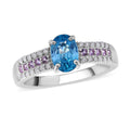 Cambodian Blue Zircon, Multi Gemstone Ring in Platinum Over Sterling Silver (Size 6.0) 1.50 ctw - Sticky add to cart bar