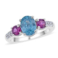 Cambodian Blue Zircon, Multi Gemstone Ring in Platinum Over Sterling Silver (Size 10.0) 2.00 ctw - Sticky add to cart bar