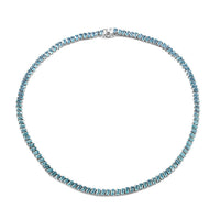 Cambodian Blue Zircon Tennis Necklace 18 Inches in Platinum Over Sterling Silver 45.60 ctw