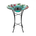 Solar Hummingbird Pattern Hand Painted Glass Bird Bath Water Fountain (18.11"x18.11"x23.22") - Sticky add to cart bar