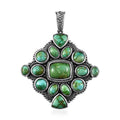Artisan Crafted Sonoran Gold Turquoise Cluster Pendant in Black Oxidized Sterling Silver 9.50 ctw - Sticky add to cart bar
