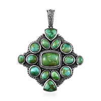 Artisan Crafted Sonoran Gold Turquoise Cluster Pendant in Black Oxidized Sterling Silver 9.50 ctw