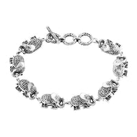 Bali Legacy Sterling Silver Elephant Bracelet (7.25 In) 17.75 Grams