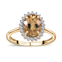 Luxoro 10K Yellow Gold Premium Brazilian Heliodor and Moissanite Ring (Size 10.5) 1.80 ctw