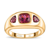 Luxoro 14K Yellow Gold AAA Calabar Tourmaline, Ouro Fino Rubellite 3 Stone Ring (Size 10.0) 1.50 ctw
