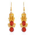 Pixiu Feng Shui Red Agate 16.25 ctw Earrings in Goldtone and ION Plated YG Stainless Steel - Sticky add to cart bar