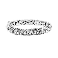 TLV Bali Legacy Sterling Silver Frangipani Flower Bangle Bracelet (7.25 In) (42.75 g)