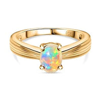 Ethiopian Welo Opal Ring in 18K Vermeil YG Over Sterling Silver (Size 10.0) 0.80 ctw