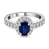 Kyanite and White Zircon1.74 ctw Ring in Platinum Over Sterling Silver (Size 10)