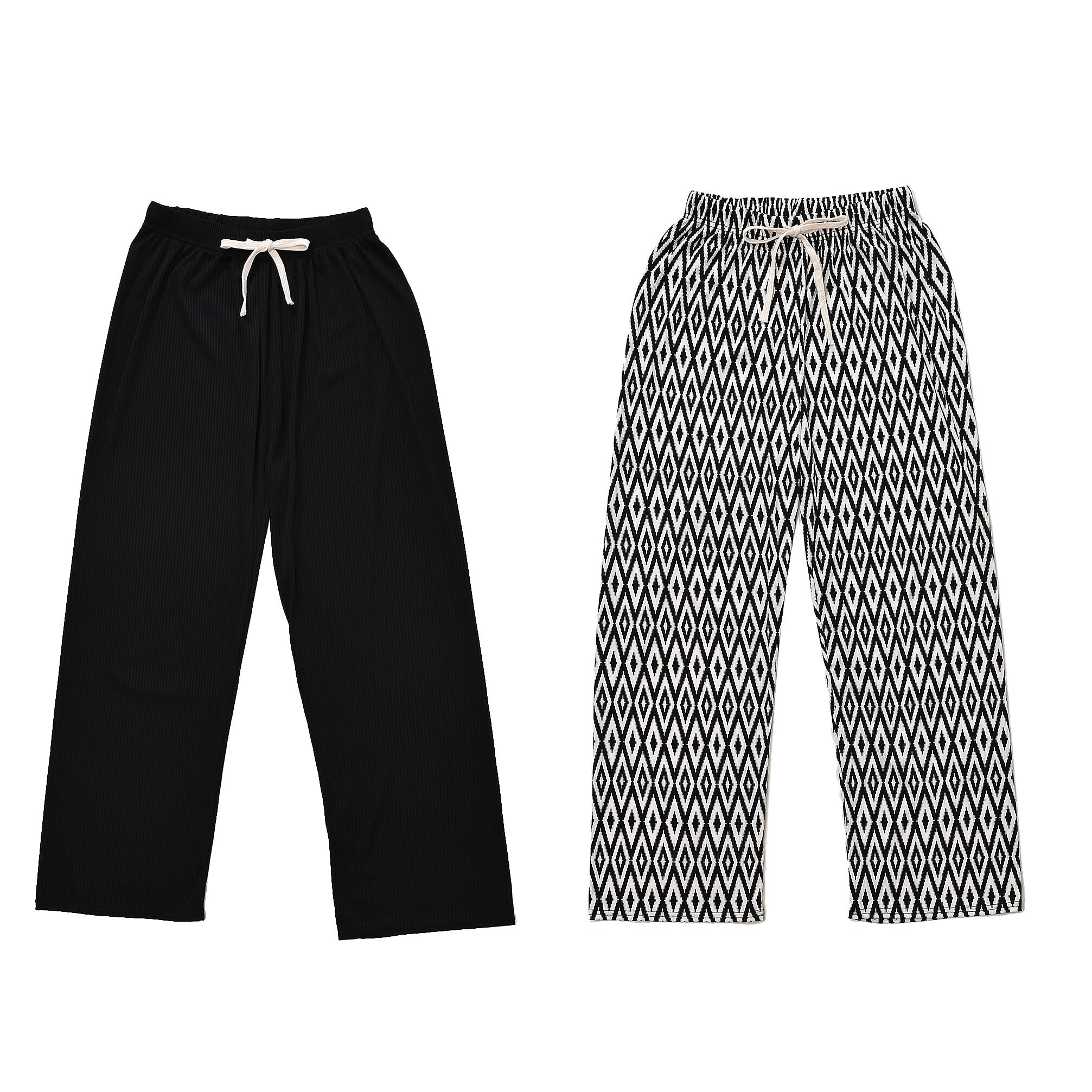 TLV Set of 2 Blue and Zebra Print Pattern Stretch Lounge Pajama Pants (Length - 39.37")