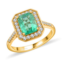 Certified & Appraised Iliana 18K Yellow Gold AAA Boyaca Colombian Emerald and G-H SI Diamond Ring (Size 10.0) 4.65 Grams 1.90 ctw