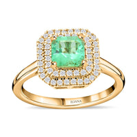 Certified & Appraised Iliana 18K Yellow Gold AAA Boyaca Colombian Emerald and G-H SI Diamond Ring (Size 10.0) 4.35 Grams 1.70 ctw