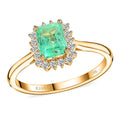 Certified & Appraised Iliana 18K Yellow Gold AAA Boyaca Colombian Emerald and G-H SI Diamond Ring (Size 10.0) 1.55 ctw - Sticky add to cart bar