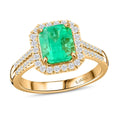 Certified & Appraised Iliana 18K Yellow Gold AAA Boyaca Colombian Emerald and G-H SI Diamond Ring (Size 10.0) 6 Grams 3.30 ctw - Sticky add to cart bar