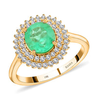 Certified and Appraised Iliana 18K Yellow Gold AAA Boyaca Colombian Emerald and G-H SI Diamond Ring 2.00 ctw