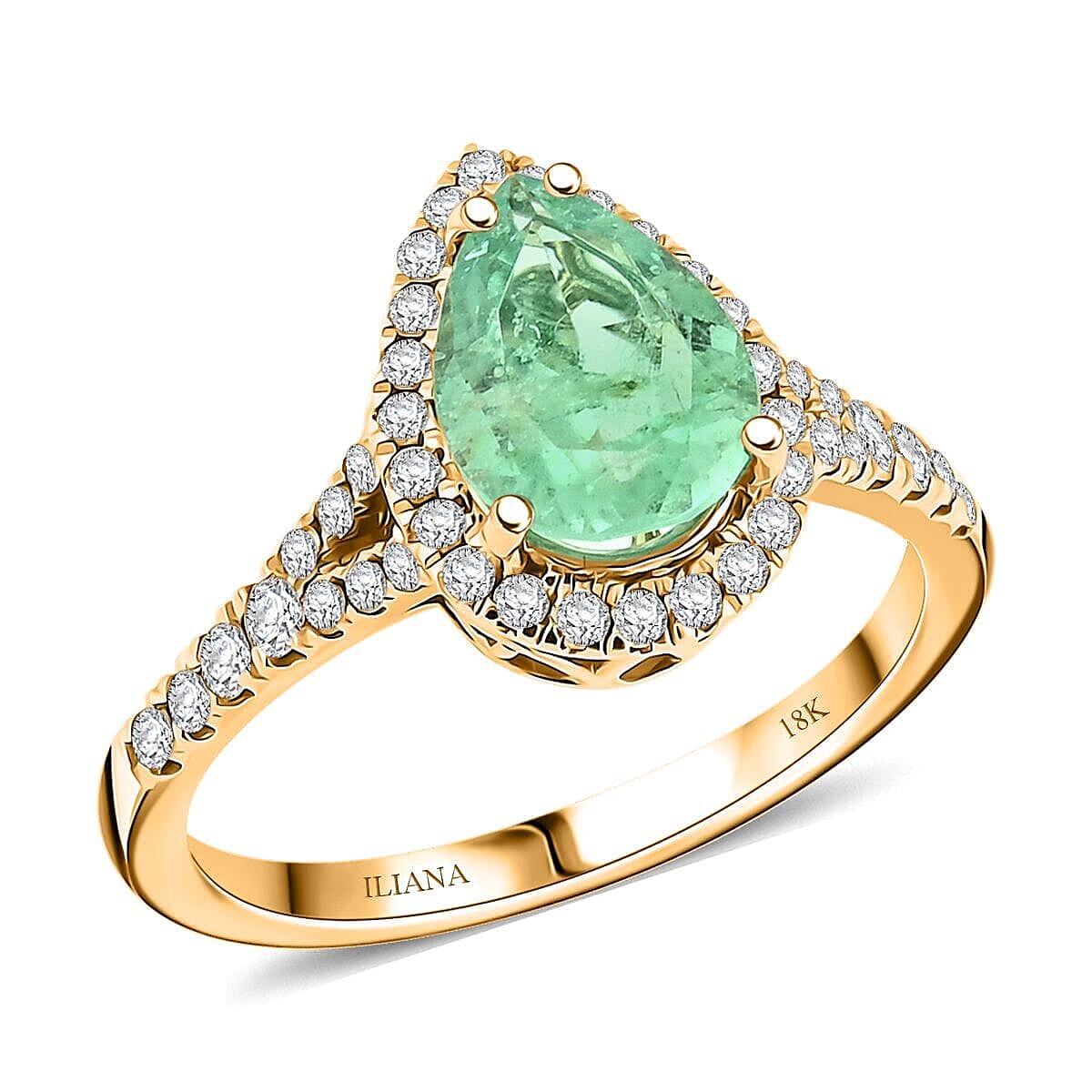 Certified and Appraised Iliana 18K Yellow Gold AAA Boyaca Colombian Emerald and G-H SI Diamond Ring (Size 7.0) 4.15 Grams 2.00 ctw