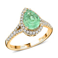 Certified and Appraised Iliana 18K Yellow Gold AAA Boyaca Colombian Emerald and G-H SI Diamond Ring (Size 7.0) 4.15 Grams 2.00 ctw - Sticky add to cart bar