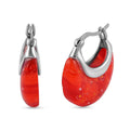 Red Color Murano Glass Hoop Earrings in Stainless Steel - Sticky add to cart bar