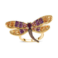 GP Premium Orissa Rhodolite Garnet, Multi Gemstone Ring in Vermeil YG Over Sterling Silver (Size 10.0) 2.65 ctw