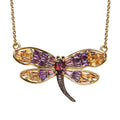 GP Trionfo Collection Premium Orissa Rhodolite Garnet and Multi Gemstone Dragonfly Necklace 18 Inches in Vermeil Yellow Gold Over Sterling Silver 3.00 ctw - Sticky add to cart bar