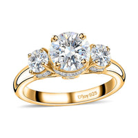 Moissanite Ring in Vermeil Yellow Gold Over Sterling Silver (Size 10.0) 2.00 ctw